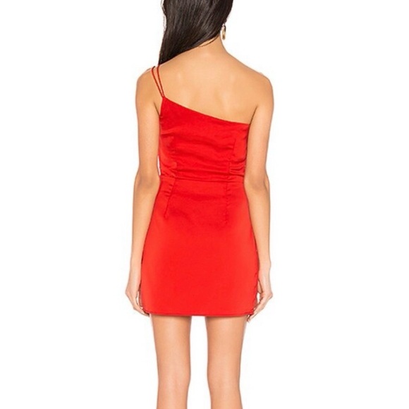 SUPERDOWN x REVOLVE Red Rubi One Shoulder Satin Mini Dress Party Dress Size S - Picture 3 of 8